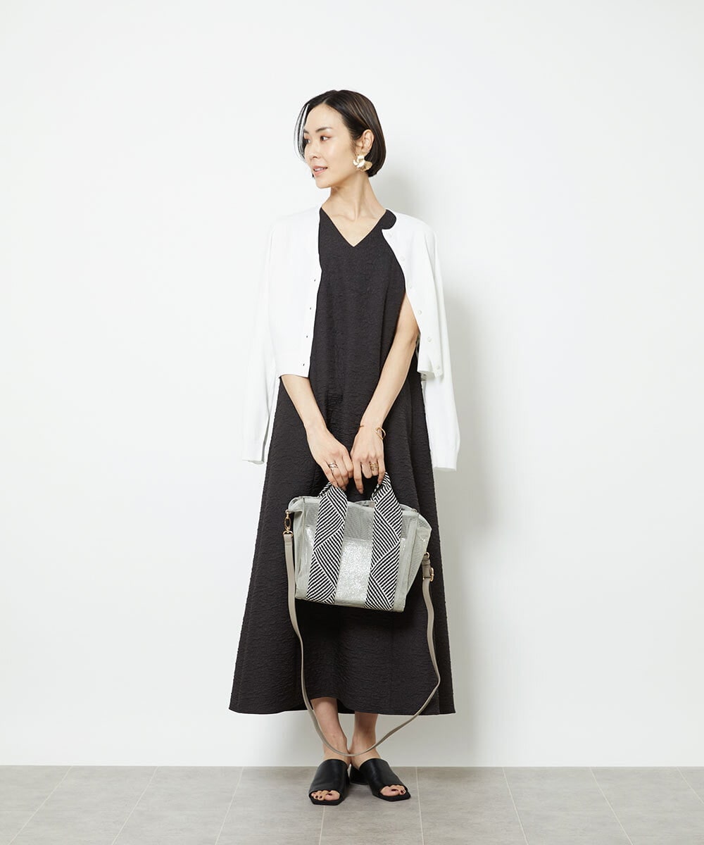 BPCGV53140 MK MICHEL KLEIN BAG(MK ミッシェルクラン バッグ) [2WAY/ポーチ付き]ラメアクセントメッシュトートバッグ アイボリー