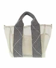 BPCGV53140 MK MICHEL KLEIN BAG(MK ミッシェルクラン バッグ) [2WAY/ポーチ付き]ラメアクセントメッシュトートバッグ アイボリー