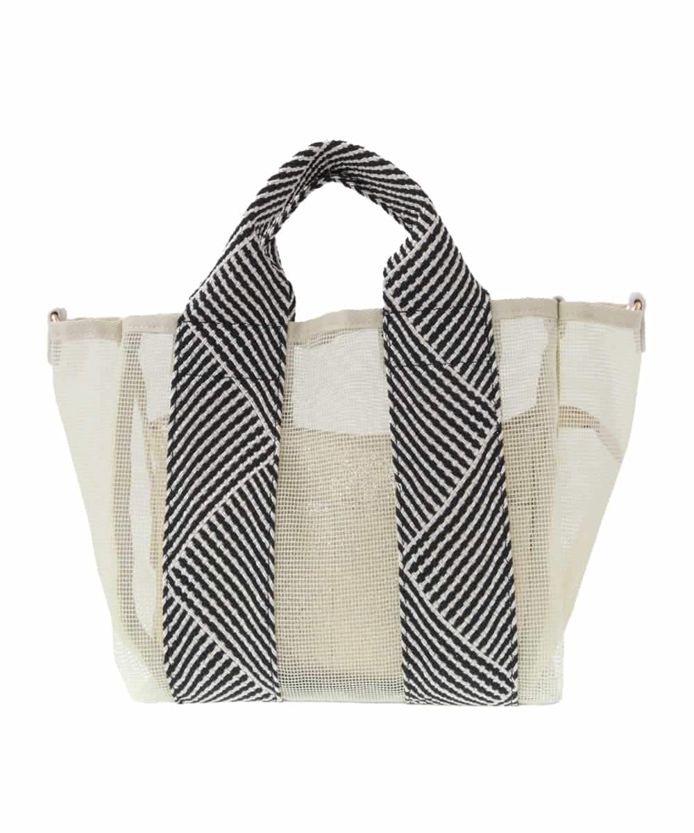 BPCGV53140 MK MICHEL KLEIN BAG(MK ミッシェルクラン バッグ) [2WAY/ポーチ付き]ラメアクセントメッシュトートバッグ アイボリー