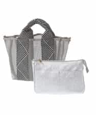 BPCGV53140 MK MICHEL KLEIN BAG(MK ミッシェルクラン バッグ) [2WAY/ポーチ付き]ラメアクセントメッシュトートバッグ アイボリー