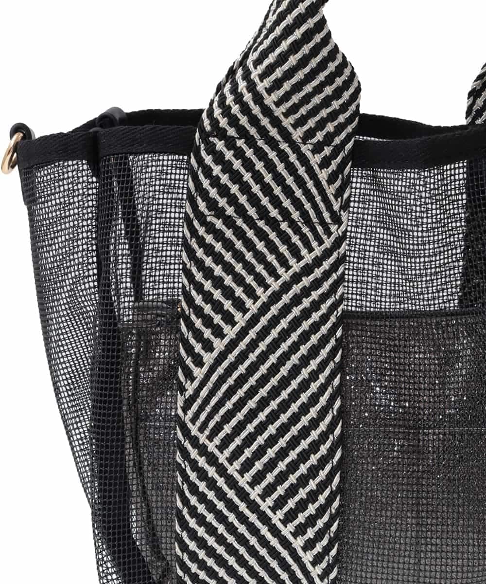 BPCGV53140 MK MICHEL KLEIN BAG(MK ミッシェルクラン バッグ) [2WAY/ポーチ付き]ラメアクセントメッシュトートバッグ アイボリー