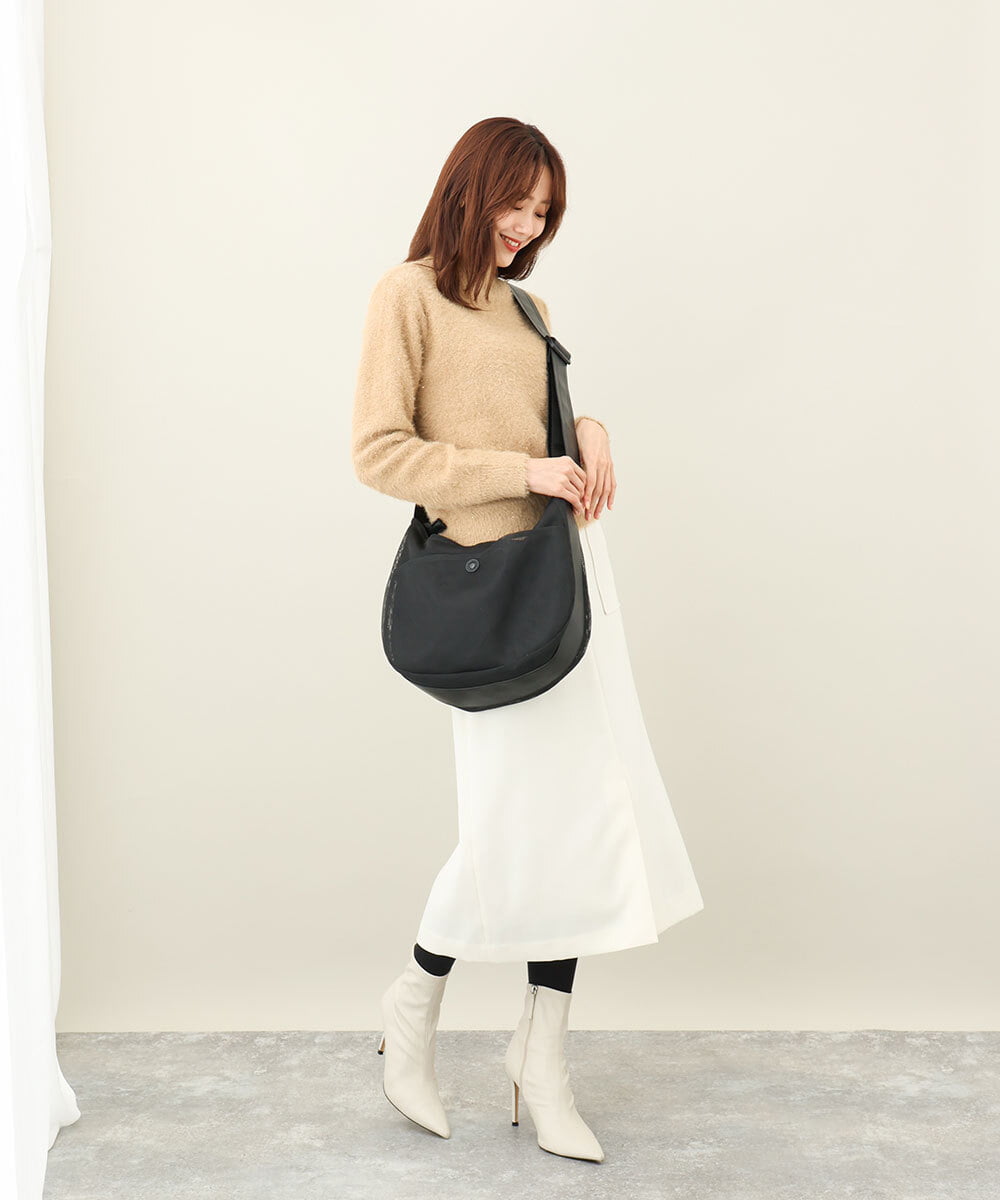 BPCGV54140 MK MICHEL KLEIN BAG(MK ミッシェルクラン バッグ) [500mlペットボトルより軽い]メッシュデザインショルダーバッグ ライトグレー
