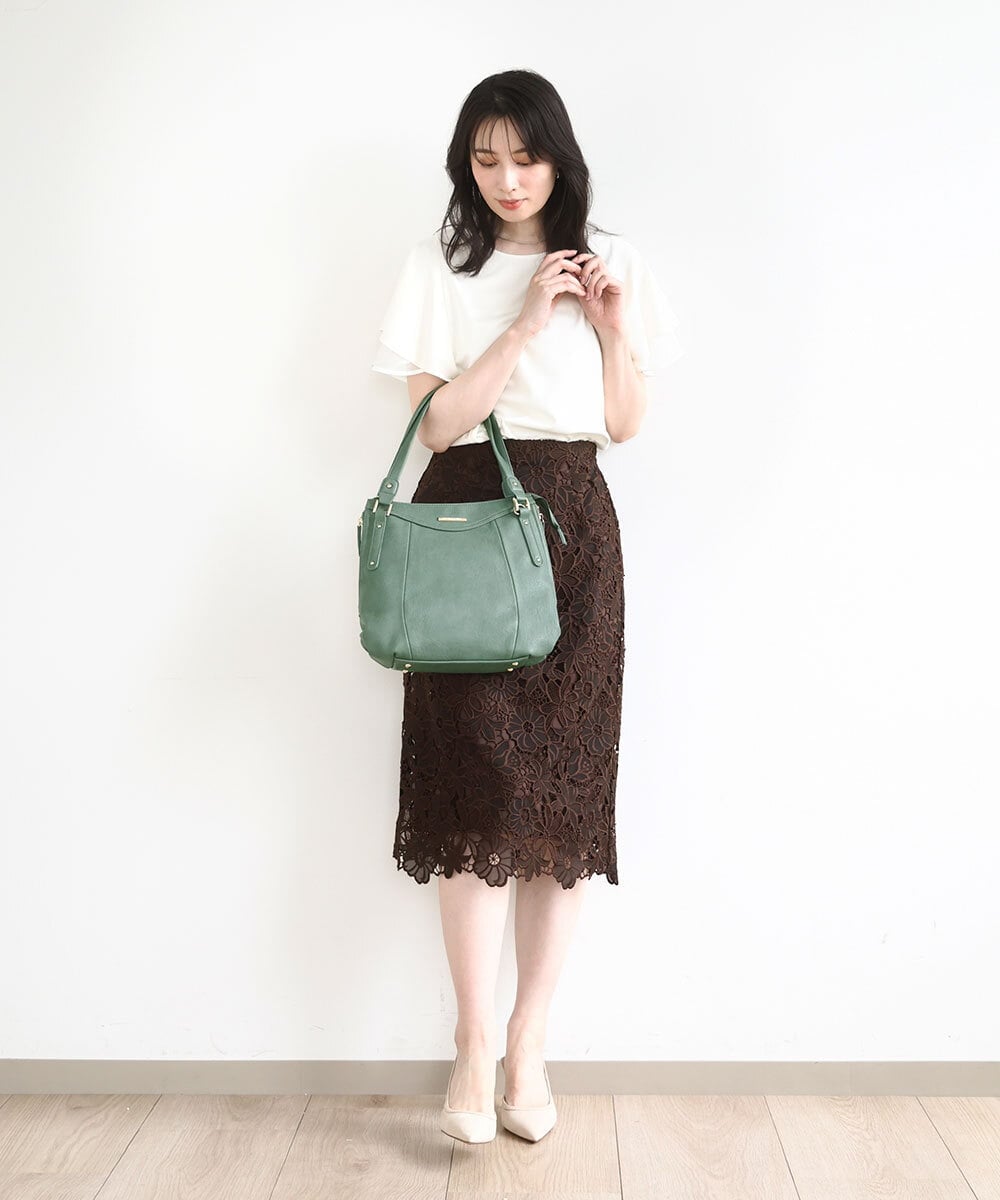BPCJA72160 MK MICHEL KLEIN BAG(MK ミッシェルクラン バッグ) [2WAY/A4収納可]サイドファスナーデザイントートバッグ グリーン