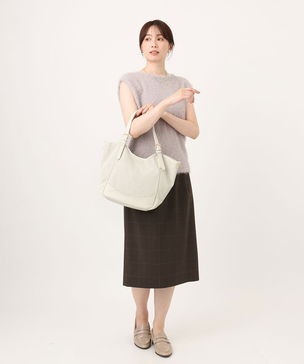 BPCJD61170 MK MICHEL KLEIN BAG(MK ミッシェルクラン バッグ) [2WAY/500g以下の軽量]ベルトデザインパンチングトート イエロー