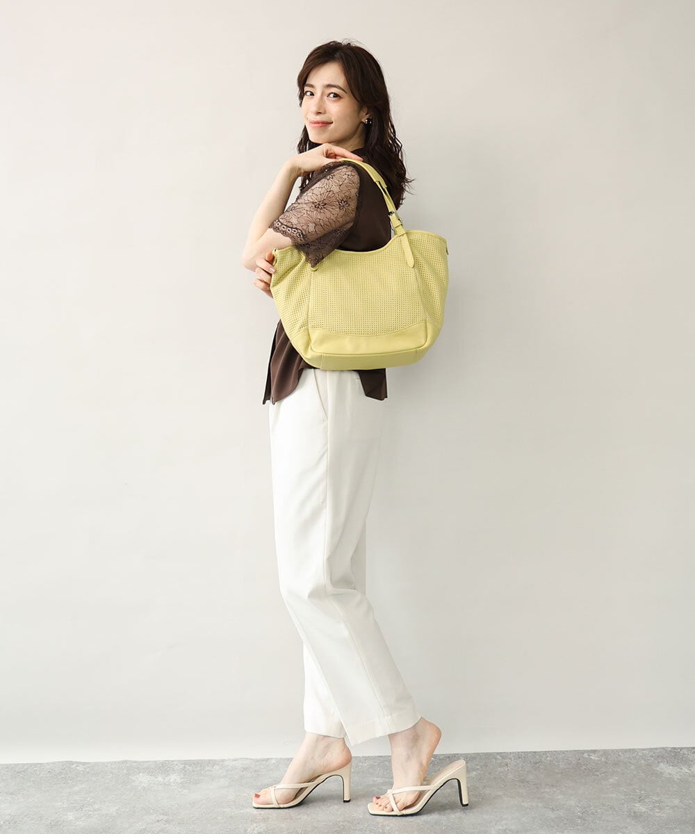 BPCJD61170 MK MICHEL KLEIN BAG(MK ミッシェルクラン バッグ) [2WAY/500g以下の軽量]ベルトデザインパンチングトート イエロー