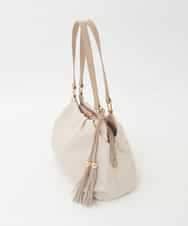 BPCJD73150 MK MICHEL KLEIN BAG(MK ミッシェルクラン バッグ) タッセル付きタックデザイントートバッグ ベージュ