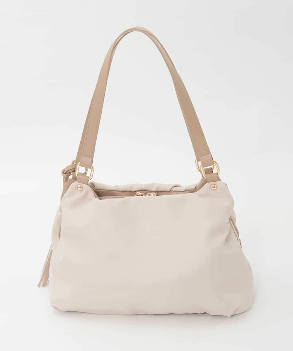 BPCJD73150 MK MICHEL KLEIN BAG(MK ミッシェルクラン バッグ) タッセル付きタックデザイントートバッグ ベージュ