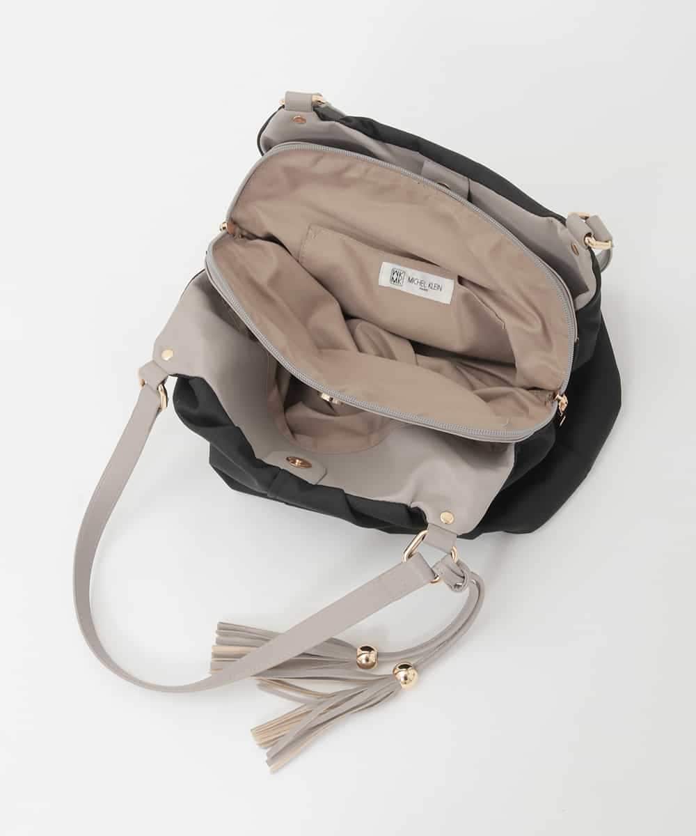 BPCJD73150 MK MICHEL KLEIN BAG(MK ミッシェルクラン バッグ) タッセル付きタックデザイントートバッグ ベージュ