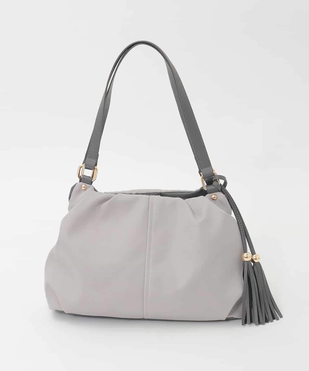 BPCJD73150 MK MICHEL KLEIN BAG(MK ミッシェルクラン バッグ) タッセル付きタックデザイントートバッグ グレー