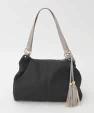 BPCJD73150 MK MICHEL KLEIN BAG(MK ミッシェルクラン バッグ) タッセル付きタックデザイントートバッグ ブラック