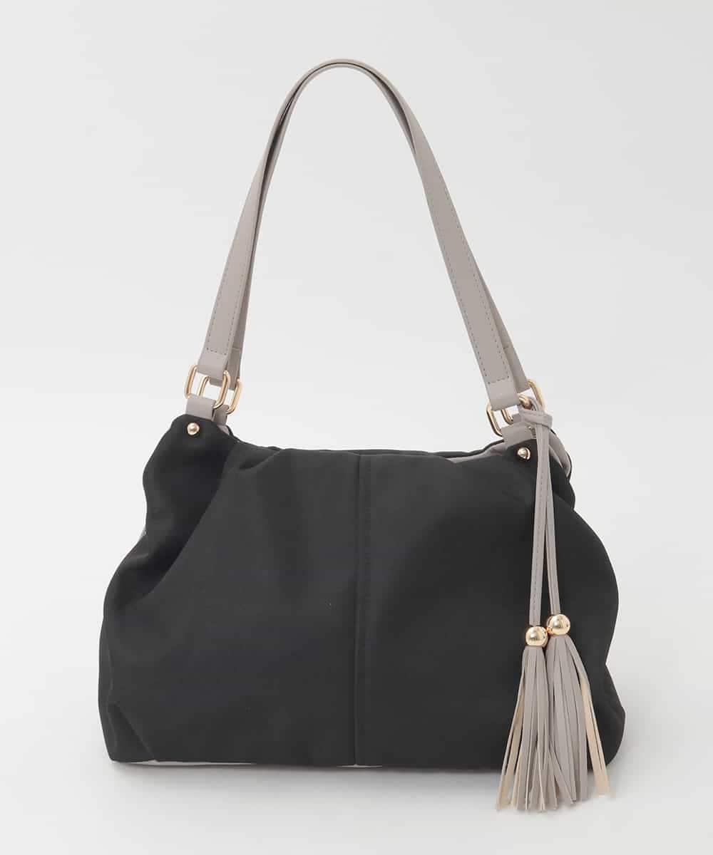 BPCJD73150 MK MICHEL KLEIN BAG(MK ミッシェルクラン バッグ) タッセル付きタックデザイントートバッグ ブラック