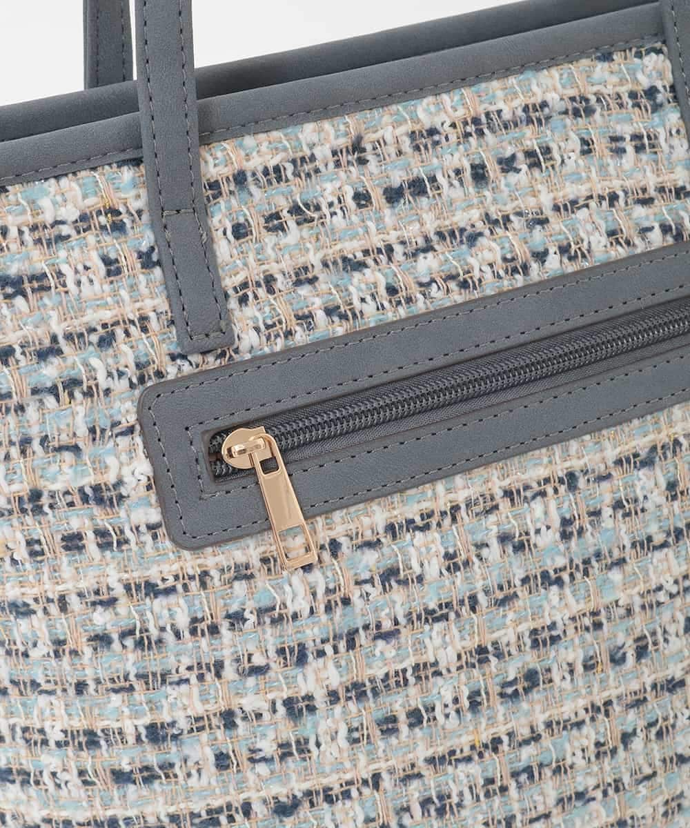 BPCJD74140 MK MICHEL KLEIN BAG(MK ミッシェルクラン バッグ) [軽量/A4収納可]ツイードデザイントートバッグ ネイビー
