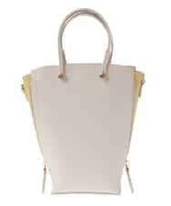 BPCJS81120 MK MICHEL KLEIN BAG(MK ミッシェルクラン バッグ) [2WAY・軽量]配色ガセットコンパクトバッグ ホワイト×アイボリー