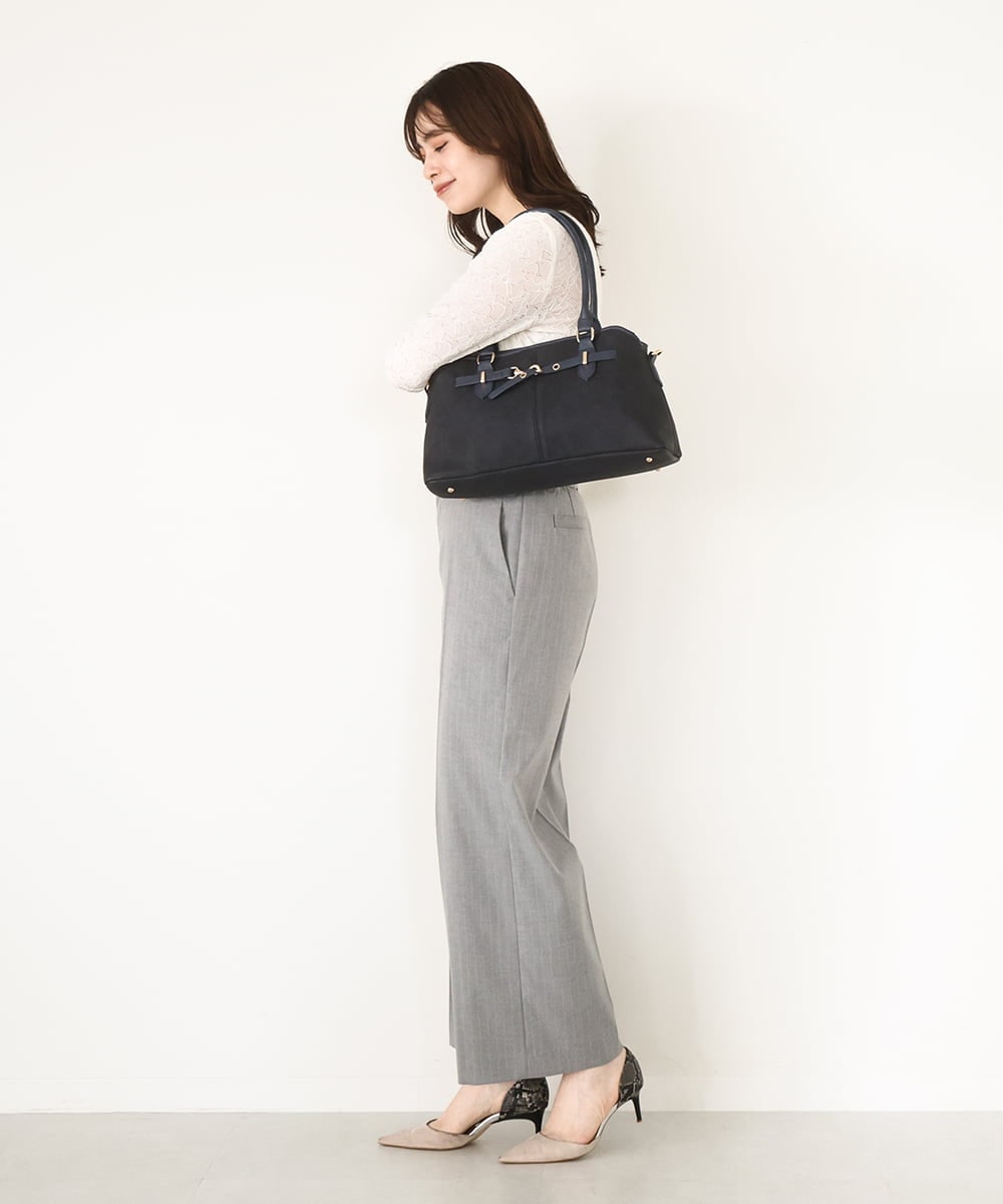 BPCLA95160 MK MICHEL KLEIN BAG(MK ミッシェルクラン バッグ) [2WAY]ワイドスクエアベルトトートバッグ ネイビー