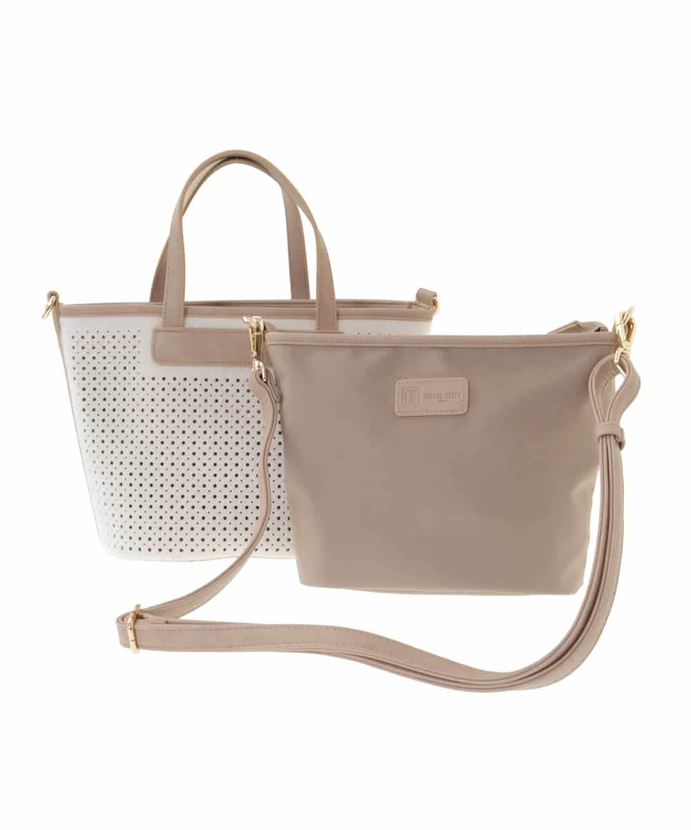 BPCLM97120 MK MICHEL KLEIN BAG(MK ミッシェルクラン バッグ) 【3WAY】パンチングミニトート アイボリー