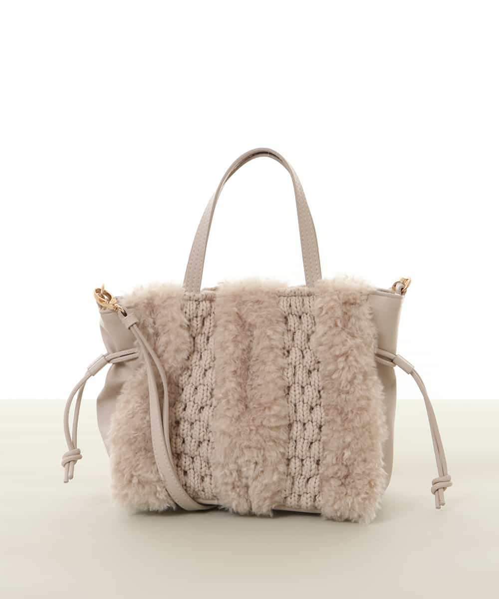 BPCLP91140 MK MICHEL KLEIN BAG(MK ミッシェルクラン バッグ) [2WAY]ファーコンビネーショントートバッグ ベージュ