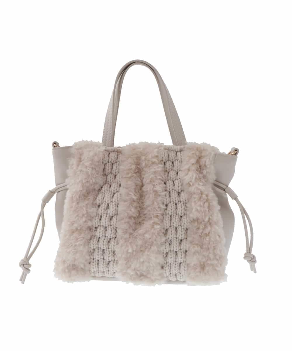 BPCLP91140 MK MICHEL KLEIN BAG(MK ミッシェルクラン バッグ) [2WAY]ファーコンビネーショントートバッグ ベージュ