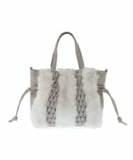 BPCLP91140 MK MICHEL KLEIN BAG(MK ミッシェルクラン バッグ) [2WAY]ファーコンビネーショントートバッグ グレー
