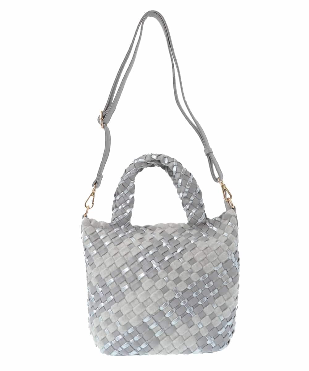 BPCLP93140 MK MICHEL KLEIN BAG(MK ミッシェルクラン バッグ) [2WAY]コンビネーションメッシュバッグ ライトグレー
