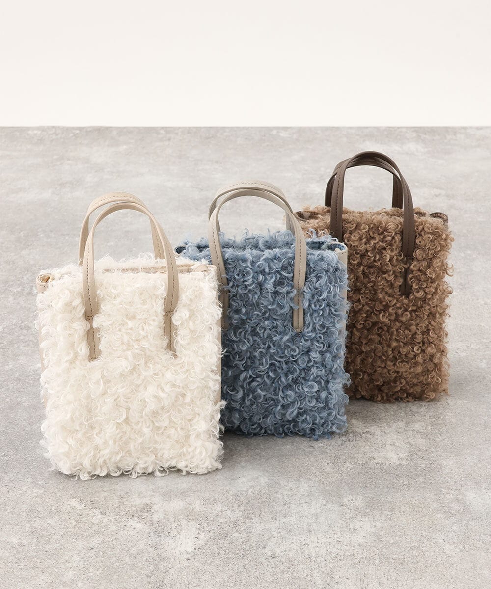 BPCLS91130 MK MICHEL KLEIN BAG(MK ミッシェルクラン バッグ) [2WAY/300g以下の軽量]プードルファーコンビネーションミニトート ライトブルー