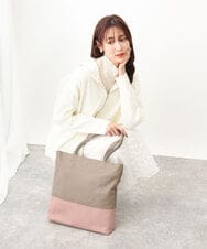 BPKAA21260 MK MICHEL KLEIN BAG(MK ミッシェルクラン バッグ) カウレザー切り替えデザイントートバッグ ネイビー