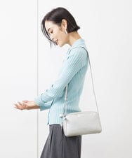 BPKAA31200 MK MICHEL KLEIN BAG(MK ミッシェルクラン バッグ) ダブルファスナーカウレザーショルダーバッグ シルバー