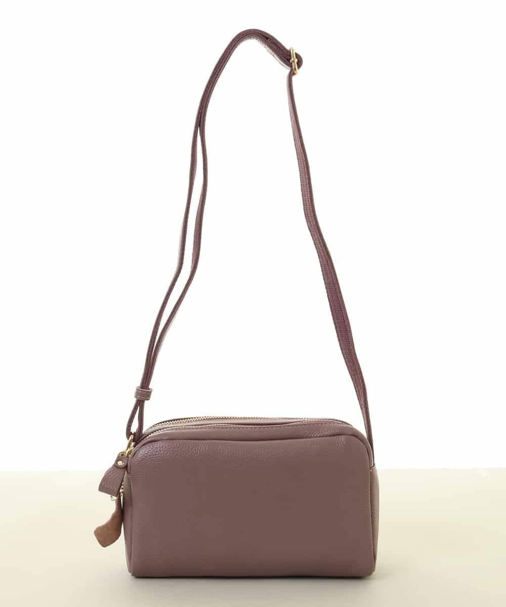BPKAA31200 MK MICHEL KLEIN BAG(MK ミッシェルクラン バッグ) ダブルファスナーカウレザーショルダーバッグ ラベンダー
