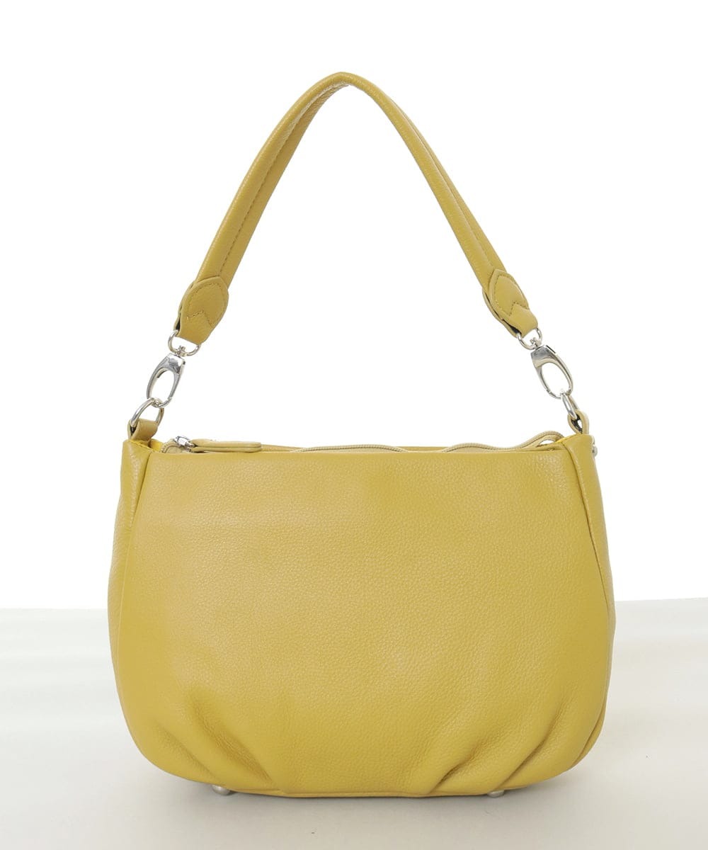 BPKAD01260 MK MICHEL KLEIN BAG(MK ミッシェルクラン バッグ) [2WAY]ギャザーポイントワンハンドルバッグ マスタード