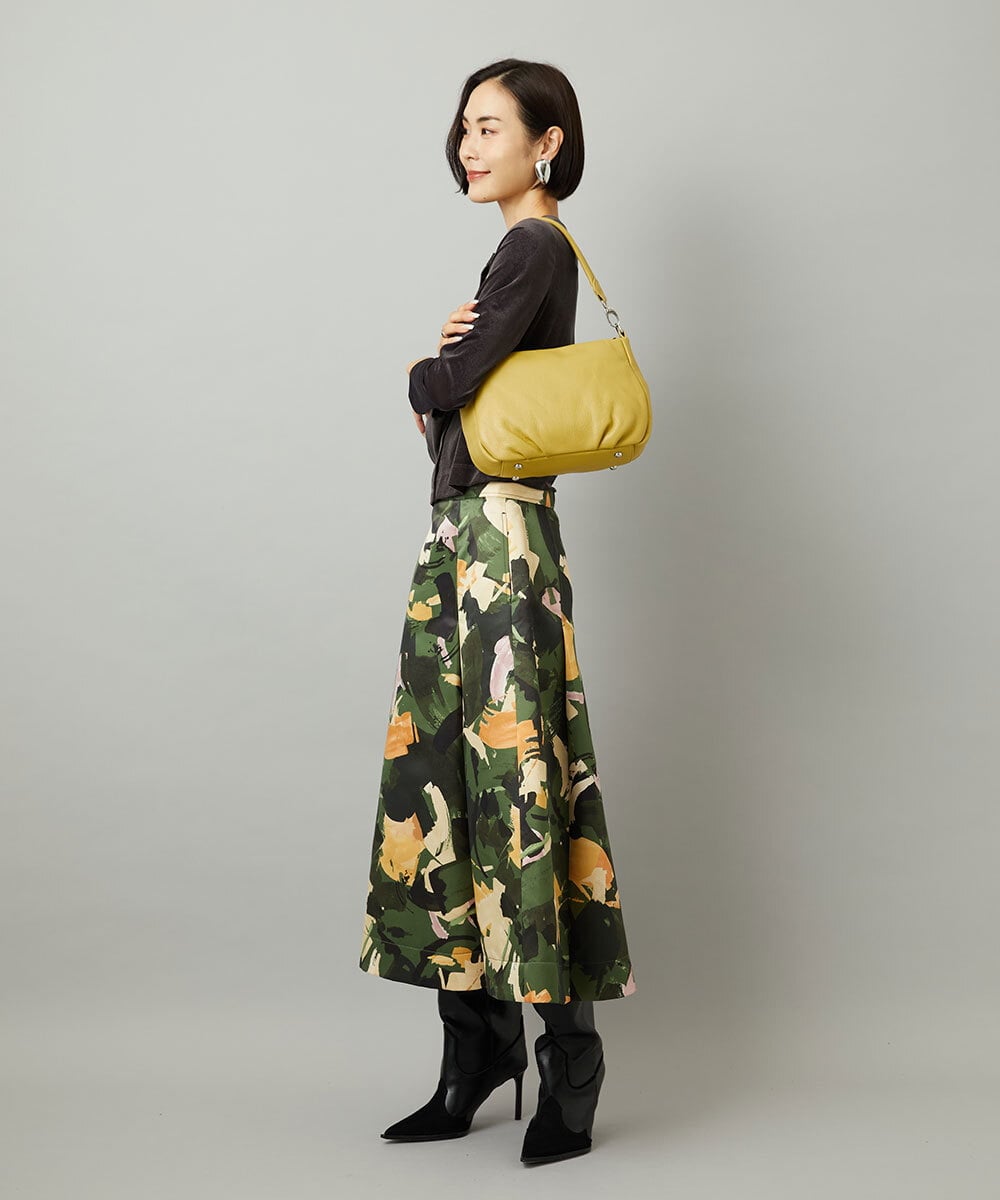 BPKAD01260 MK MICHEL KLEIN BAG(MK ミッシェルクラン バッグ) [2WAY]ギャザーポイントワンハンドルバッグ マスタード