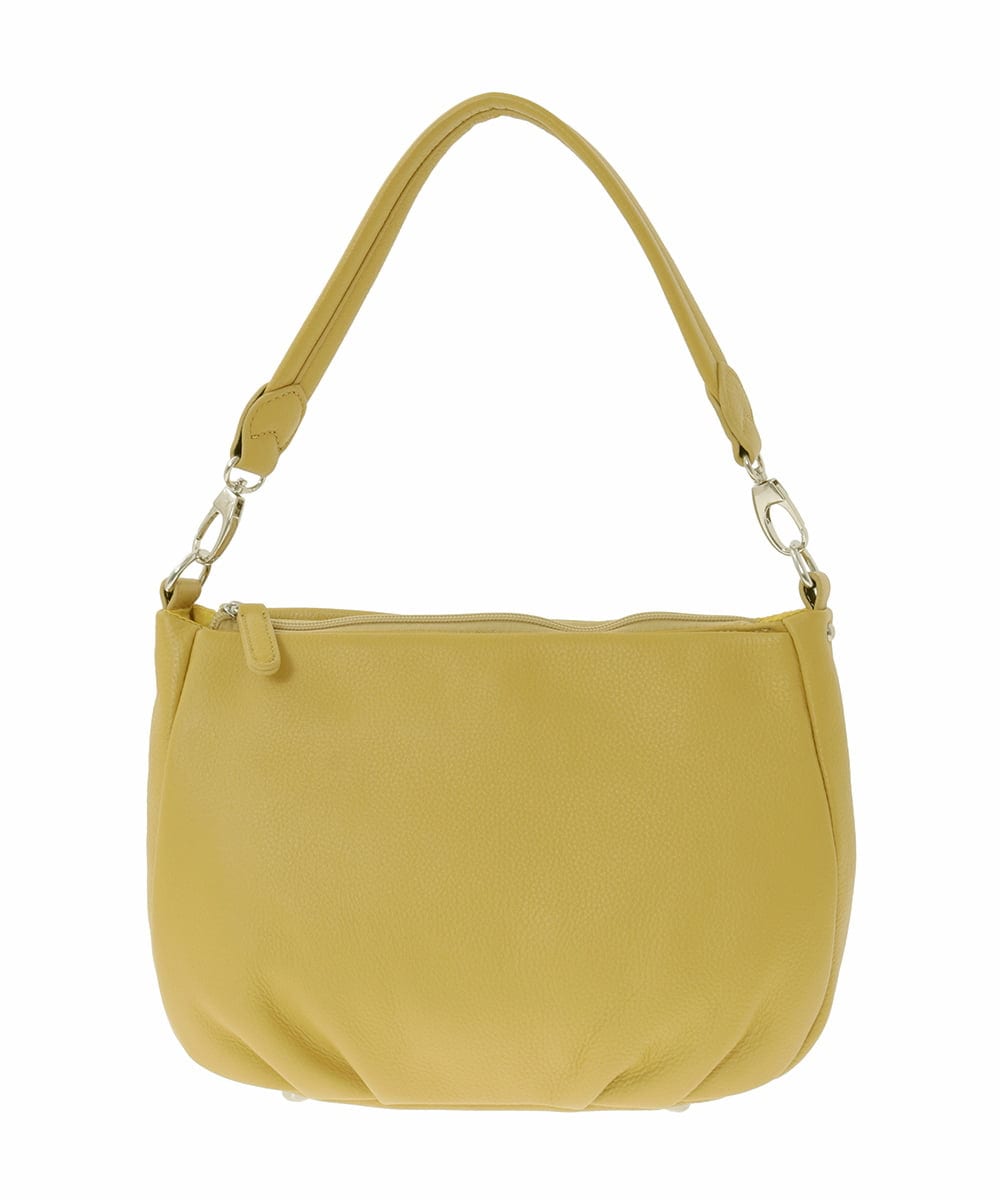 BPKAD01260 MK MICHEL KLEIN BAG(MK ミッシェルクラン バッグ) [2WAY]ギャザーポイントワンハンドルバッグ マスタード
