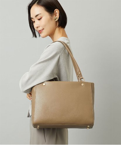 BPKAD04280 MK MICHEL KLEIN BAG [2WAY/A4収納可]メタルポイント牛革トートバッグ