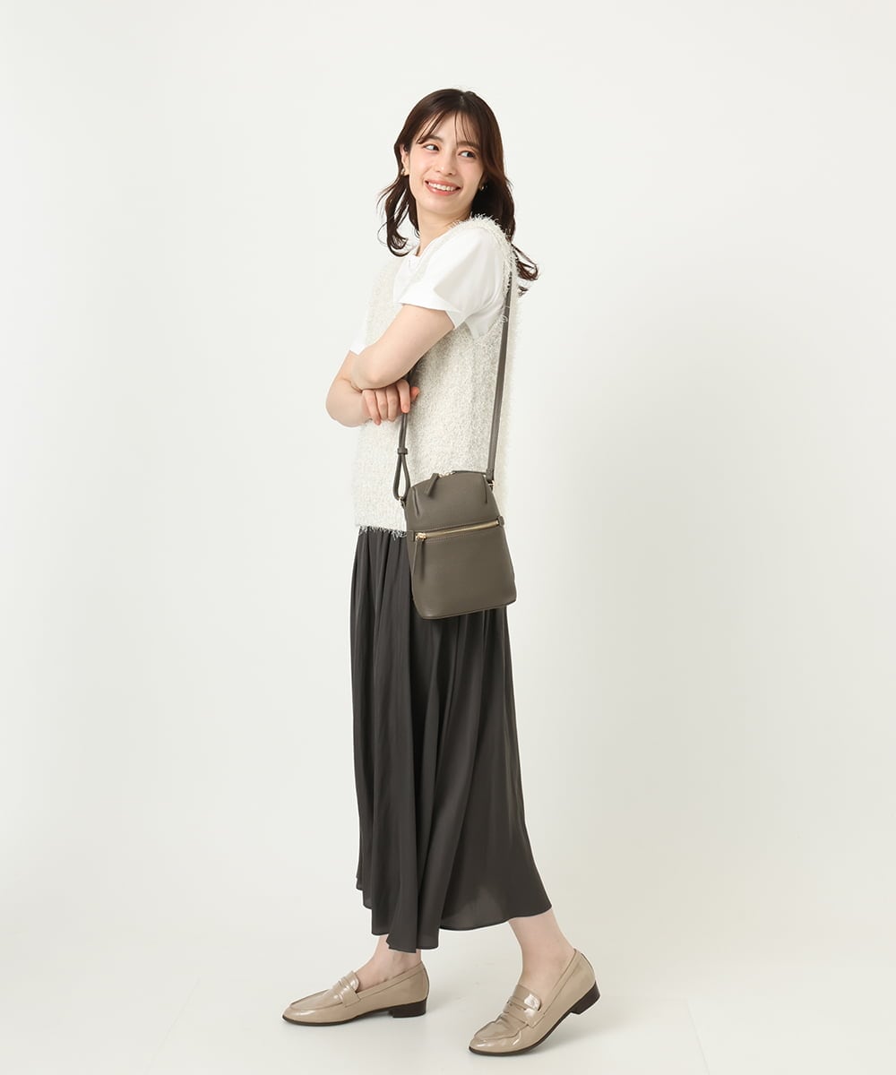 BPKAD80190 MK MICHEL KLEIN BAG(MK ミッシェルクラン バッグ) 牛革ラウンドジップショルダーバッグ ブラウン