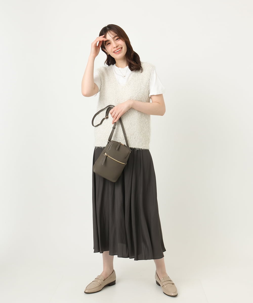 BPKAD80190 MK MICHEL KLEIN BAG(MK ミッシェルクラン バッグ) 牛革ラウンドジップショルダーバッグ ブラウン