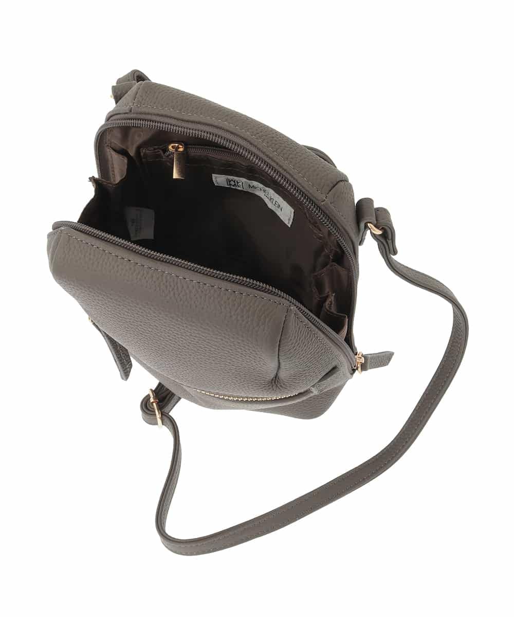 BPKAD80190 MK MICHEL KLEIN BAG(MK ミッシェルクラン バッグ) 牛革ラウンドジップショルダーバッグ ブラウン