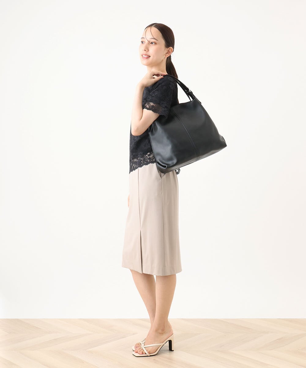 BPKAD83250 MK MICHEL KLEIN BAG(MK ミッシェルクラン バッグ) 台形カウレザートートバッグ ブラック