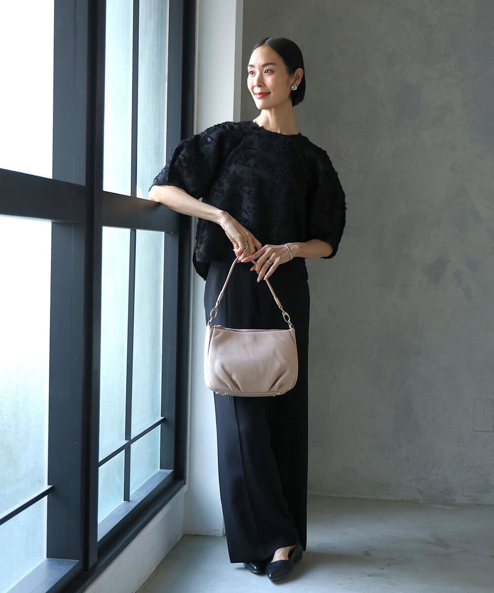 BPKAG01260 MK MICHEL KLEIN BAG(MK ミッシェルクラン バッグ) [2WAY]ラウンドタック牛革ワンハンドルバッグ ブラック