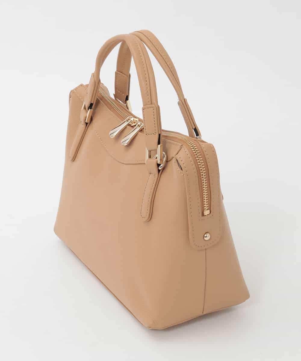BPKAG31270 MK MICHEL KLEIN BAG(MK ミッシェルクラン バッグ) [2WAY/軽量]ダブルジップレザーコンパクトバッグ ベージュ