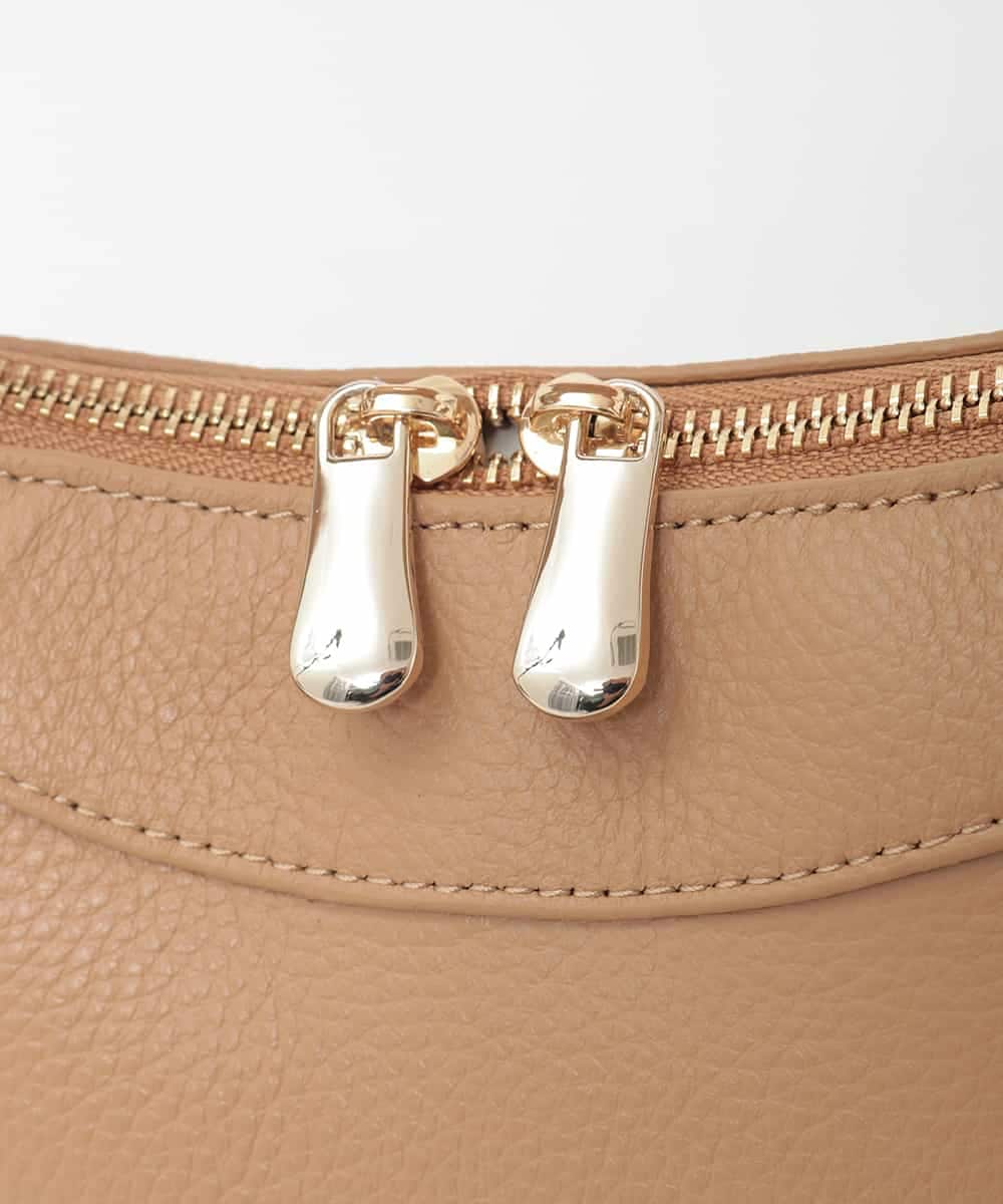BPKAG31270 MK MICHEL KLEIN BAG(MK ミッシェルクラン バッグ) [2WAY/軽量]ダブルジップレザーコンパクトバッグ ベージュ