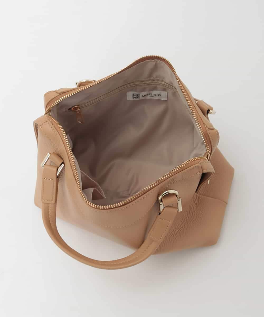 BPKAG31270 MK MICHEL KLEIN BAG(MK ミッシェルクラン バッグ) [2WAY/軽量]ダブルジップレザーコンパクトバッグ ベージュ