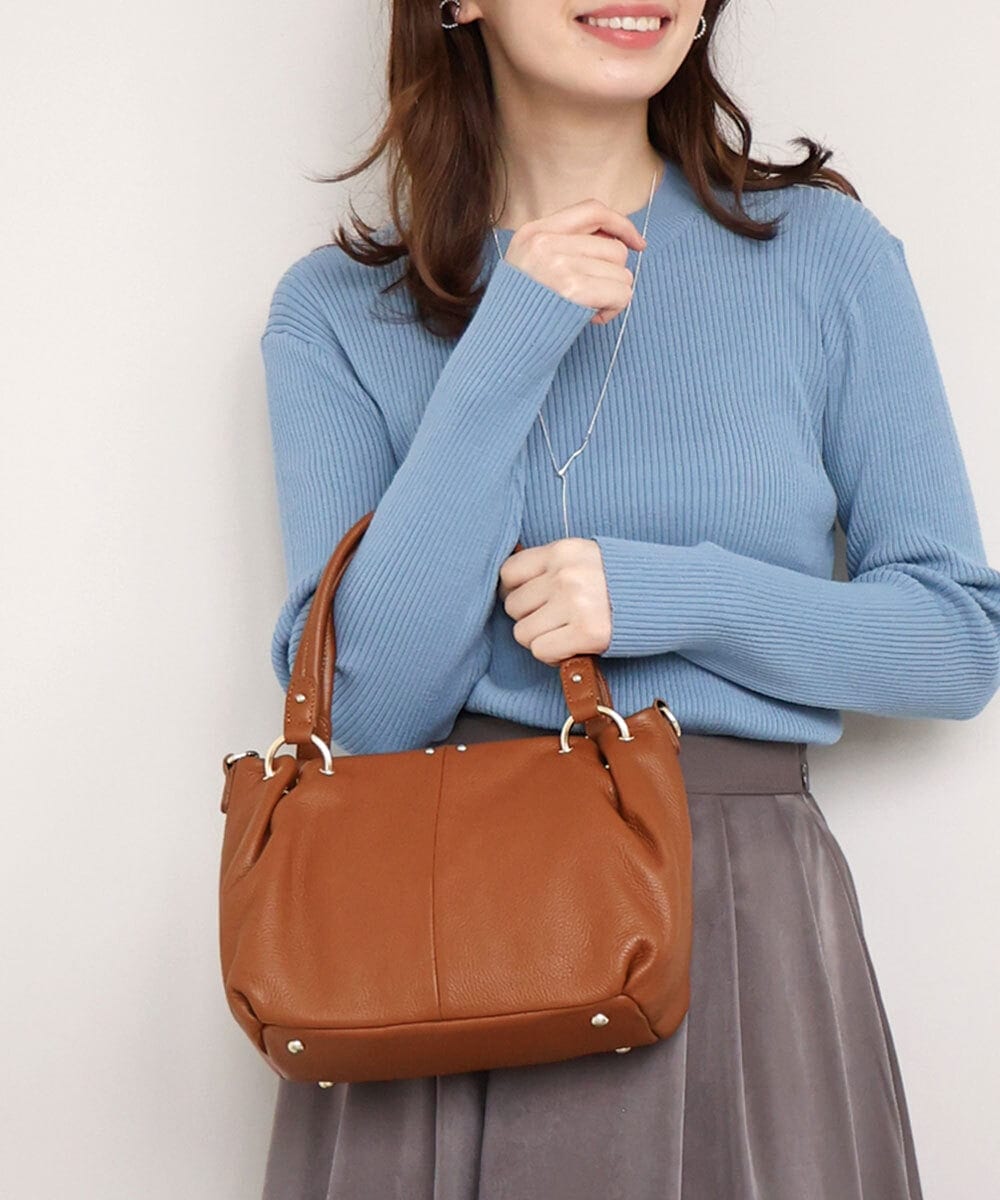 BPKAG33280 MK MICHEL KLEIN BAG(MK ミッシェルクラン バッグ) [2WAY]リングデザイン牛革コンパクトトート キャメル