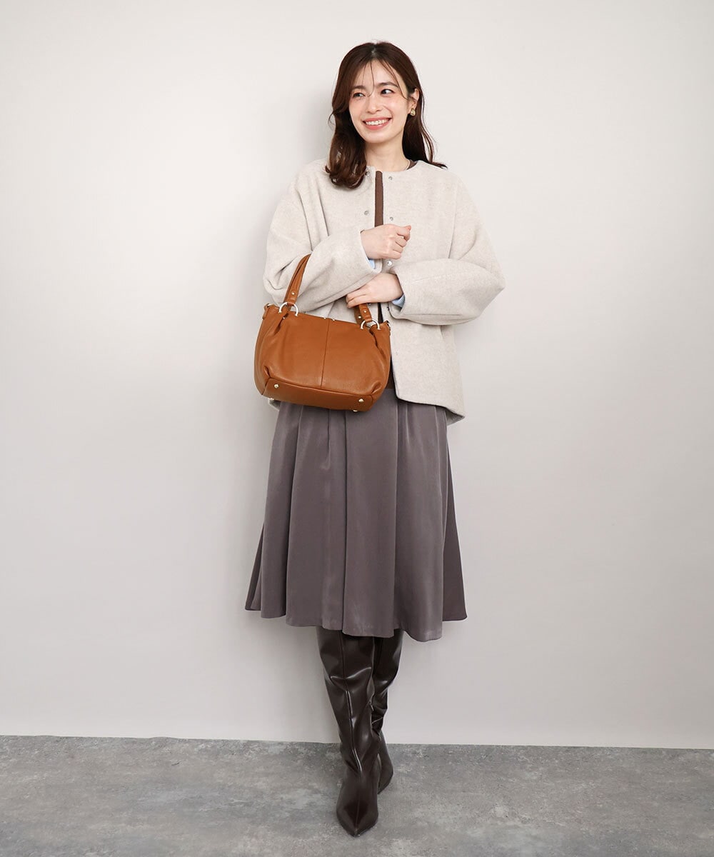 BPKAG33280 MK MICHEL KLEIN BAG(MK ミッシェルクラン バッグ) [2WAY]リングデザイン牛革コンパクトトート キャメル