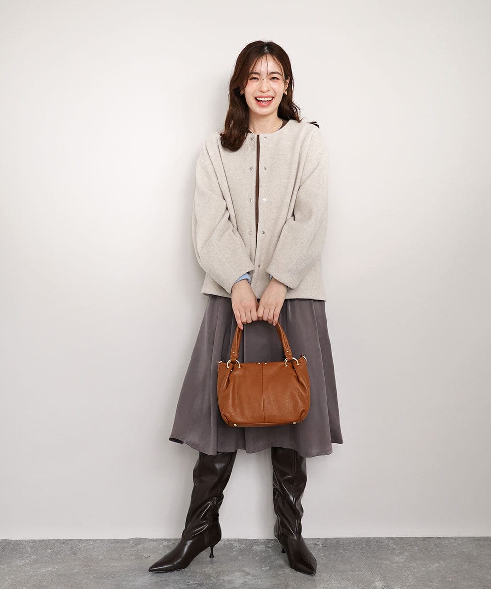 BPKAG33280 MK MICHEL KLEIN BAG(MK ミッシェルクラン バッグ) [2WAY]リングデザイン牛革コンパクトトート キャメル