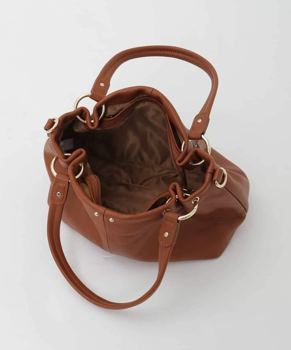 BPKAG33280 MK MICHEL KLEIN BAG(MK ミッシェルクラン バッグ) [2WAY]リングデザイン牛革コンパクトトート キャメル