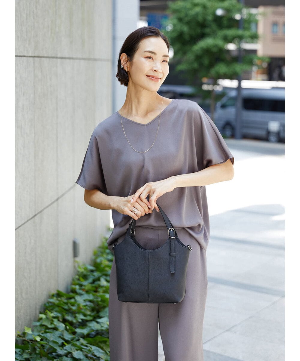 BPKAG86290 MK MICHEL KLEIN BAG(MK ミッシェルクラン バッグ) [2WAY]ベルトデザインレザーミニトート アイボリー