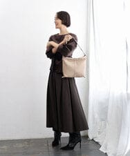 BPKAG87280 MK MICHEL KLEIN BAG(MK ミッシェルクラン バッグ) [2WAY]タックデザイン牛革スクエアショルダーバッグ ベージュ