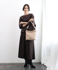 BPKAG87280 MK MICHEL KLEIN BAG(MK ミッシェルクラン バッグ) [2WAY]タックデザイン牛革スクエアショルダーバッグ ベージュ