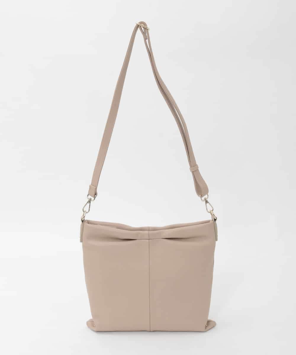 BPKAG87280 MK MICHEL KLEIN BAG(MK ミッシェルクラン バッグ) [2WAY]タックデザイン牛革スクエアショルダーバッグ ベージュ