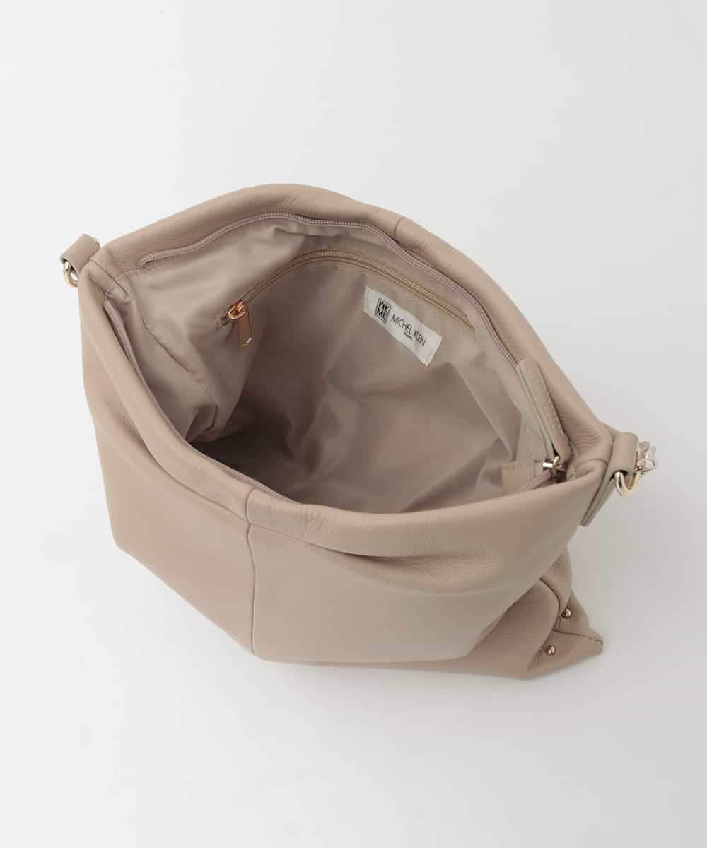 BPKAG87280 MK MICHEL KLEIN BAG(MK ミッシェルクラン バッグ) [2WAY]タックデザイン牛革スクエアショルダーバッグ ベージュ