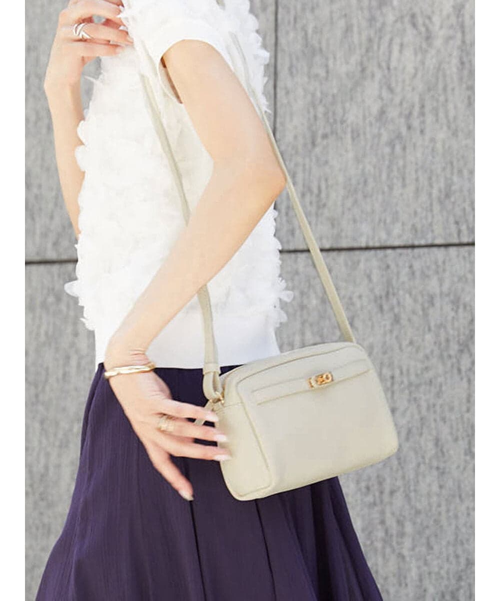 BPKAG88200 MK MICHEL KLEIN BAG(MK ミッシェルクラン バッグ) [軽量]カウレザースクエアミニショルダー アイボリー