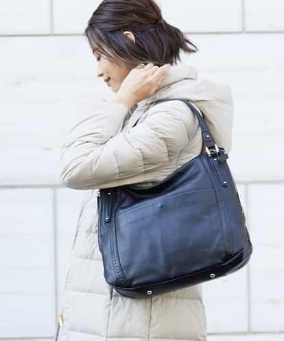 MK MICHEL KLEIN BAG(MK ミッシェルクラン バッグ) 【2WAY】カウレザージップトートバッグ ブラック/黒 フリーサイズ